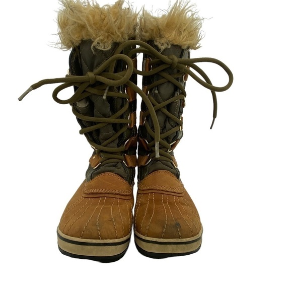 Sorel Mossy Green/Tan Tall Winter Lace Up Boots Women's Size 7.5 NL1780-316 - Picture 2 of 11